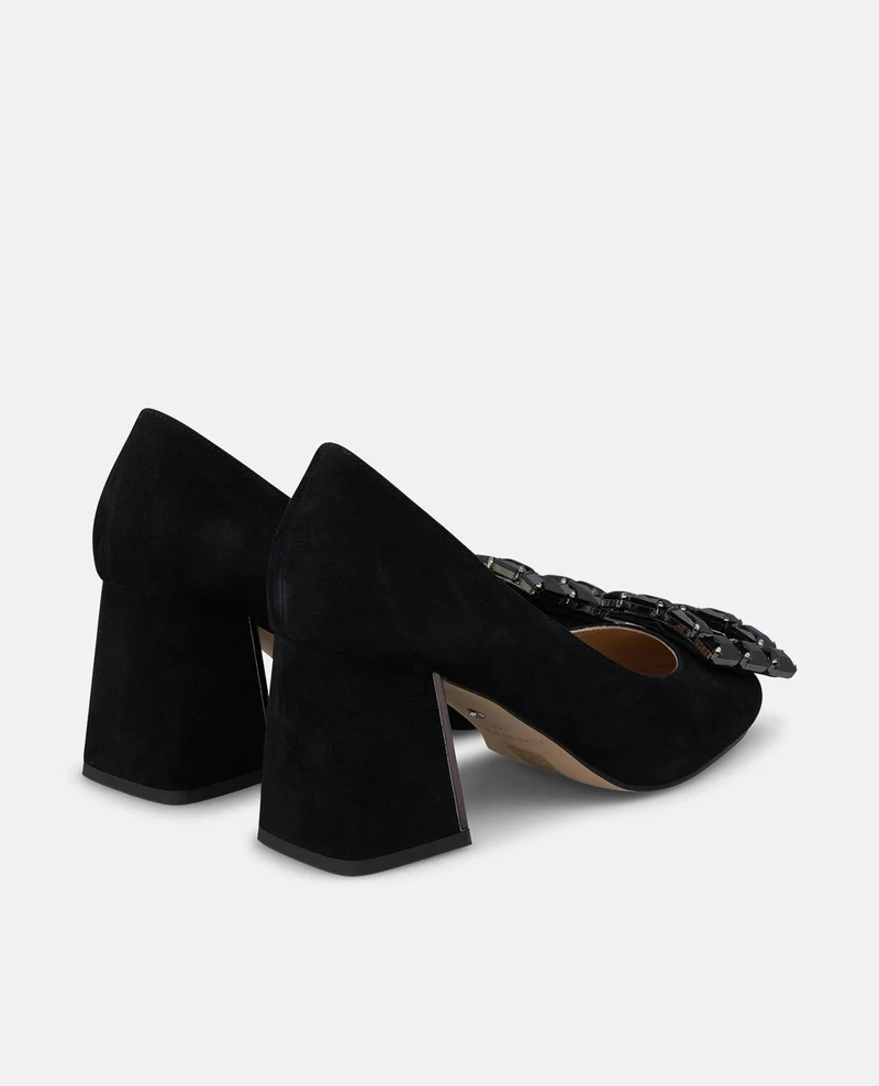 ZAPATO TACÓN DE ANTE CON ADORNO