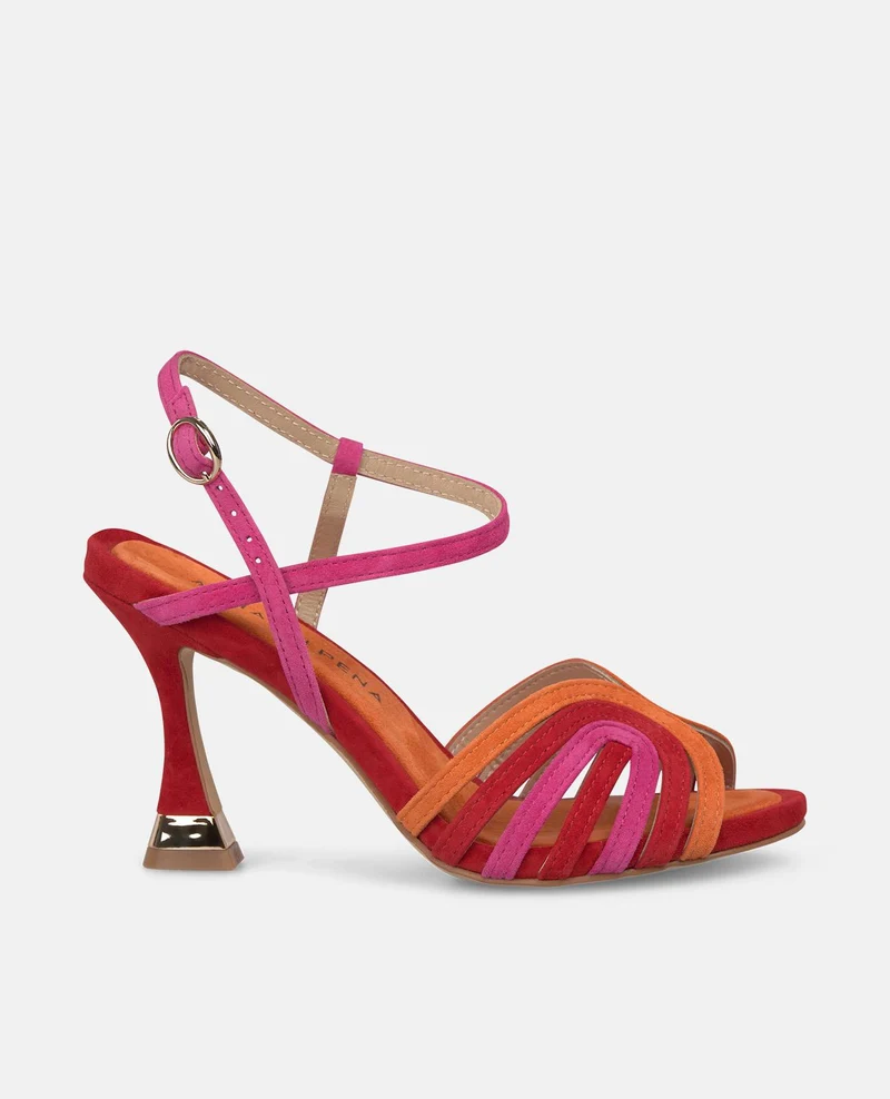 SANDALIA TACON TIRAS MULTICOLOR