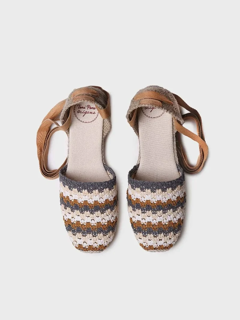 Alpargata de cuña de mujer en crochet multicolor | GEORGINA