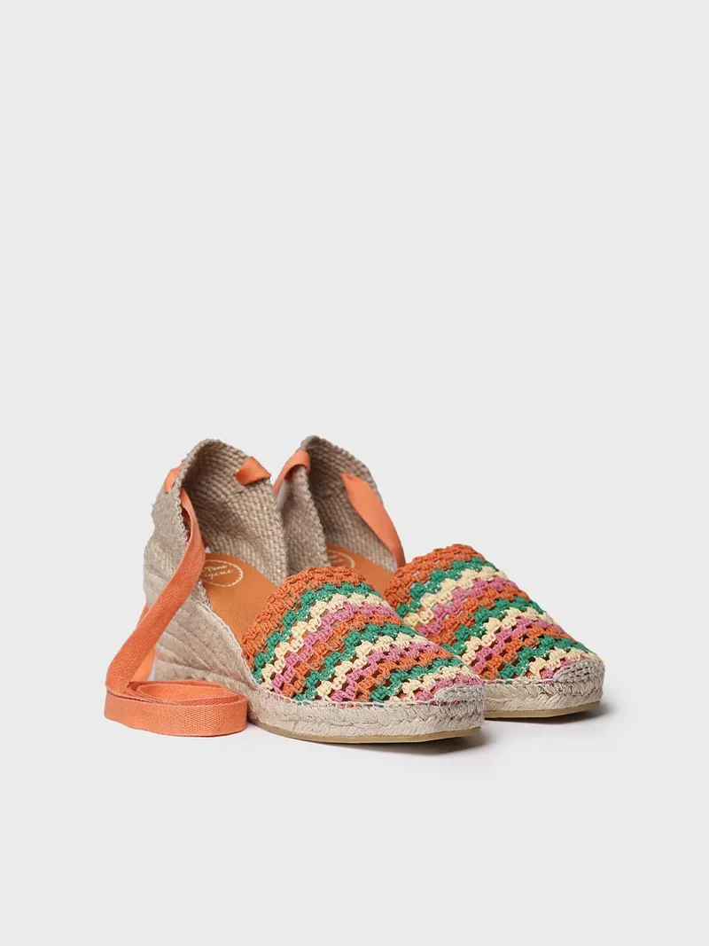 Alpargata de cuña de mujer en crochet multicolor | GEORGINA