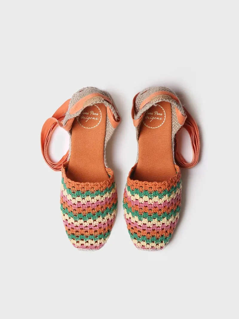 Alpargata de cuña de mujer en crochet multicolor | GEORGINA