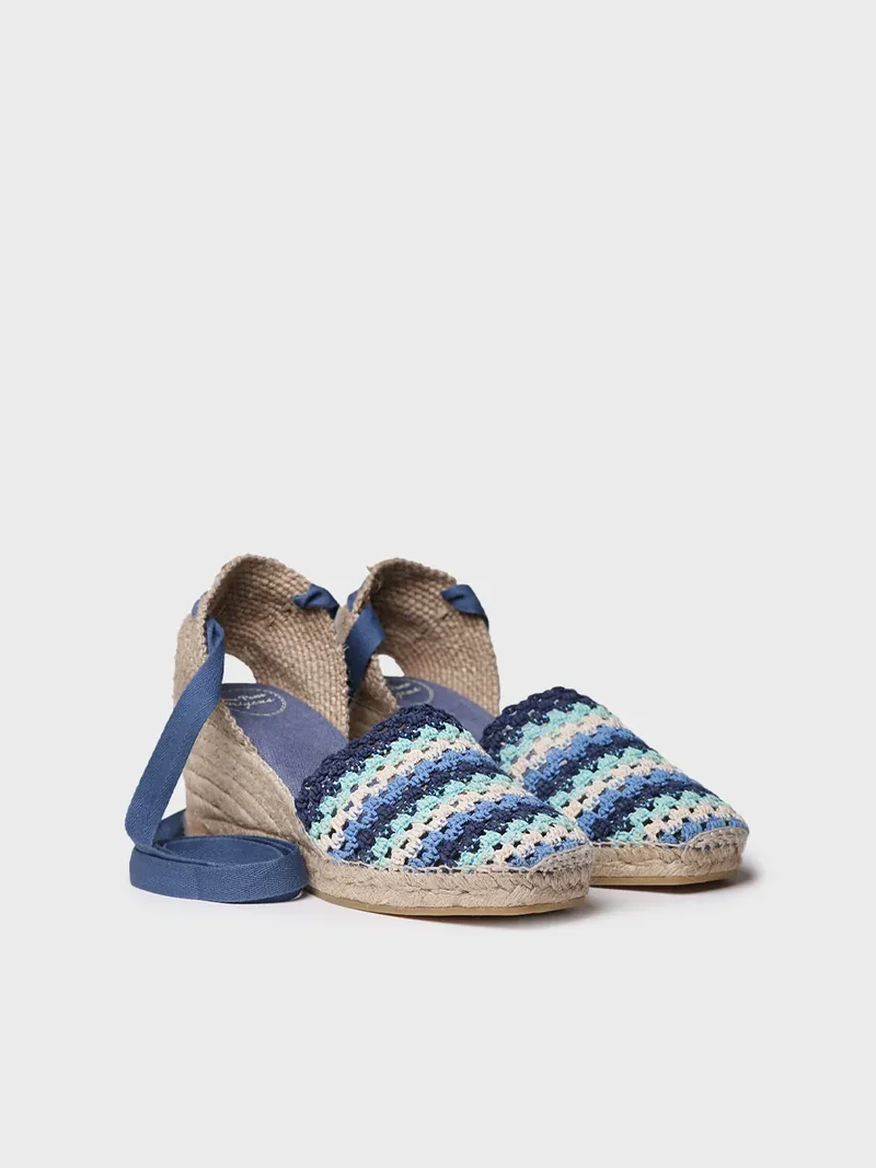 Alpargata de cuña de mujer en crochet multicolor | GEORGINA