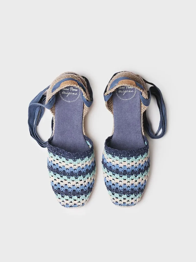 Alpargata de cuña de mujer en crochet multicolor | GEORGINA