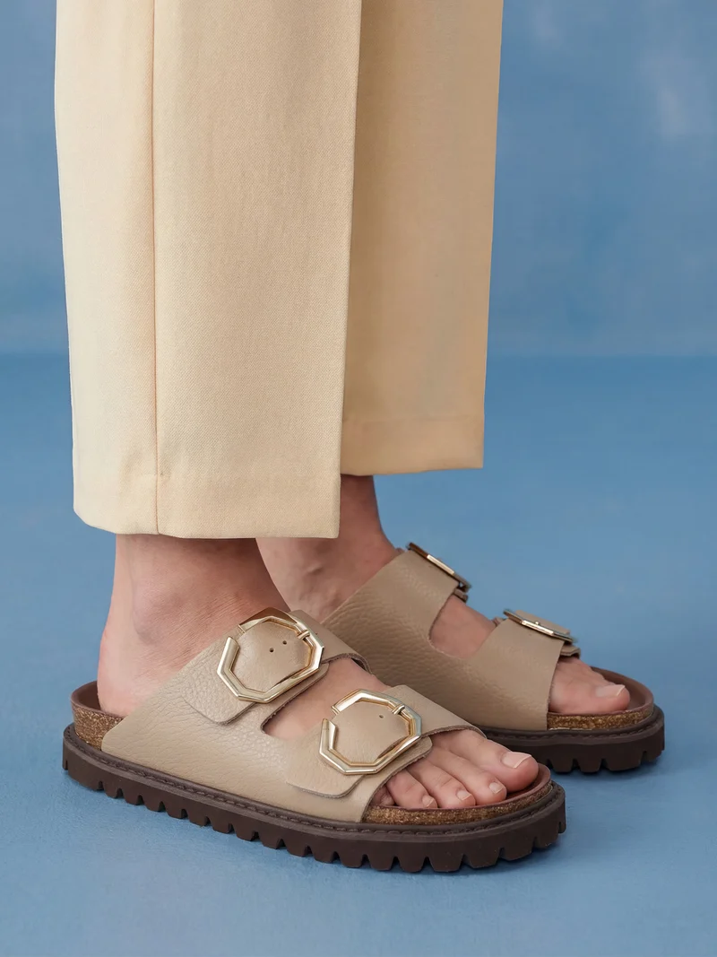 GALIA LEATHER EMBOSSED TAUPE