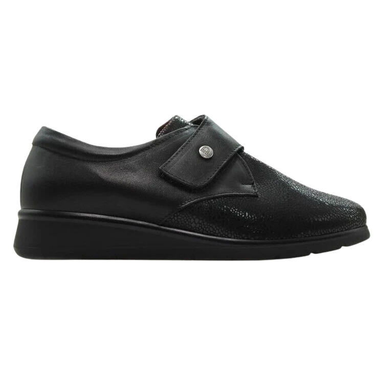 MUJER COMODO BLUCHER CORREA CON LYCRA NEGRO