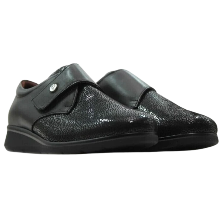 MUJER COMODO BLUCHER CORREA CON LYCRA NEGRO