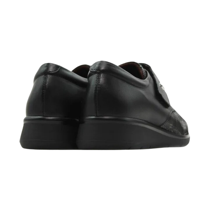 MUJER COMODO BLUCHER CORREA CON LYCRA NEGRO