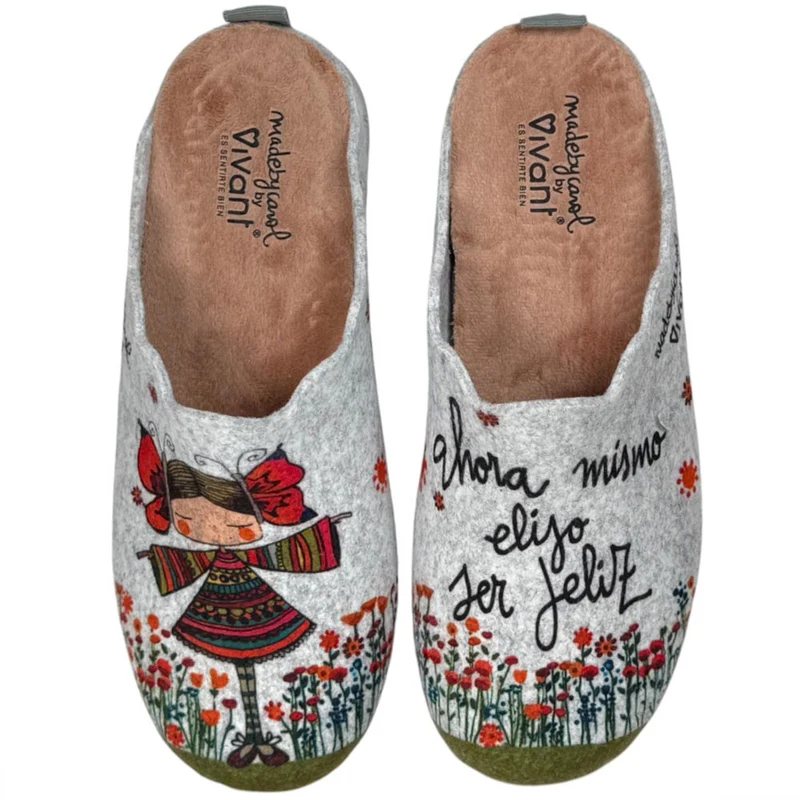Zapatillas de Casa Vivant Elijo Ser Feliz 222215 Gris