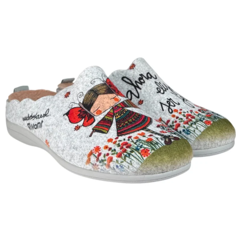 Zapatillas de Casa Vivant Elijo Ser Feliz 222215 Gris