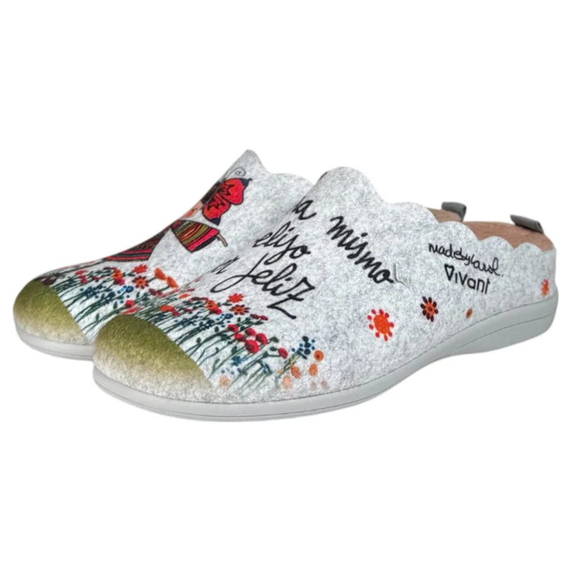 Zapatillas de Casa Vivant Elijo Ser Feliz 222215 Gris