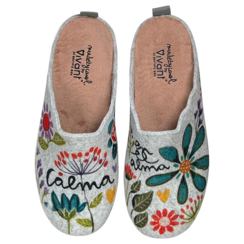 Zapatillas de Casa Vivant Calma Flores 252017 Gris
