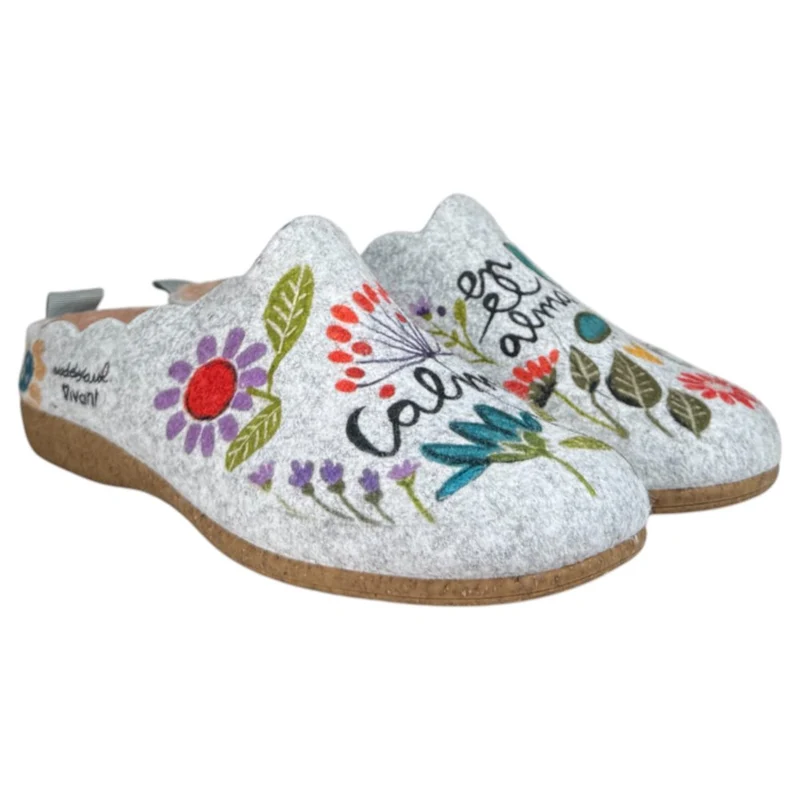 Zapatillas de Casa Vivant Calma Flores 252017 Gris