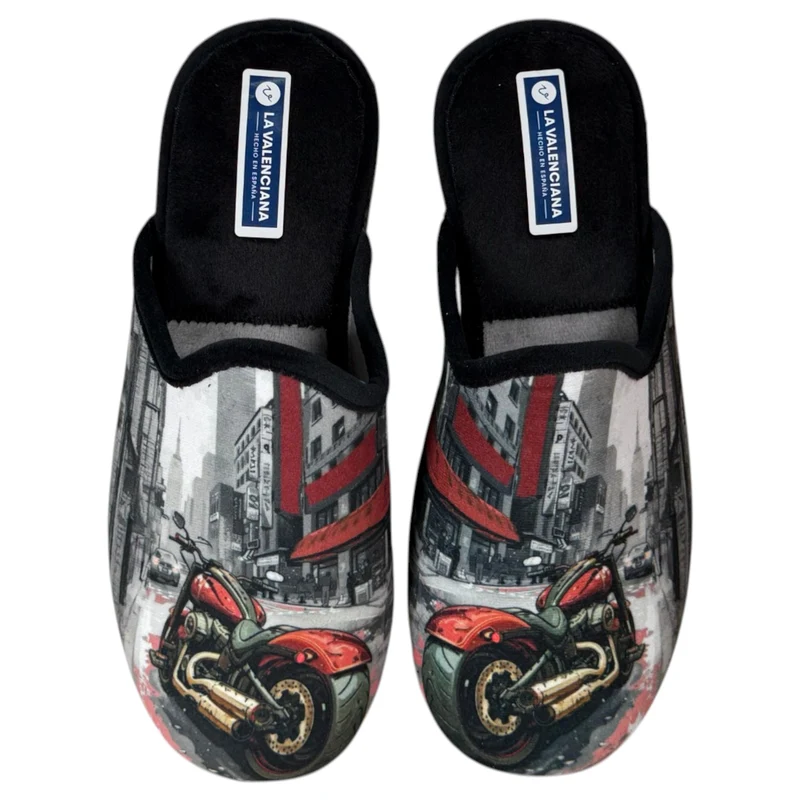 Zapatillas de Casa La Valenciana Moto 467 Negro