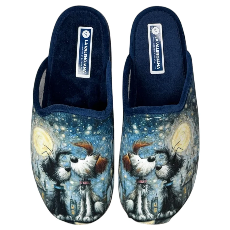 Zapatillas de Casa La Valenciana Perros Luna 859 Marino