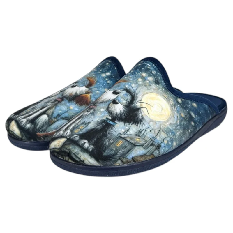 Zapatillas de Casa La Valenciana Perros Luna 859 Marino