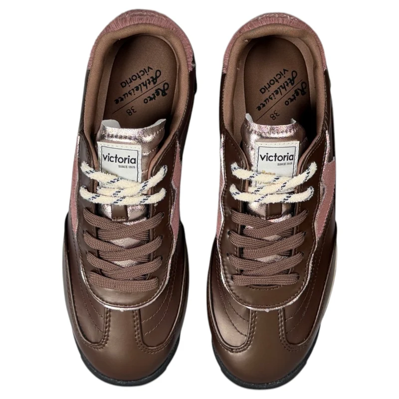 Zapatillas Victoria Saturno Metal y Serraje 1158117 Marrón