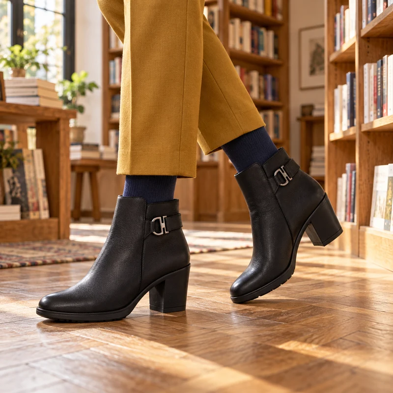 MUJER BOTIN PIEL ATARDECER