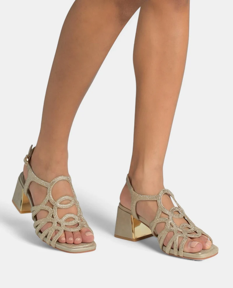 SANDALIA TACÓN ANCHO PEDRERÍA