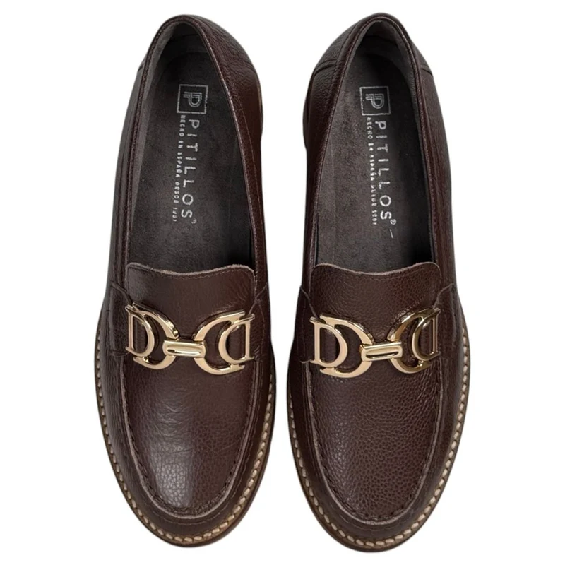 Zapatos Pitillos Mocasines Hebilla 11562 Marrón