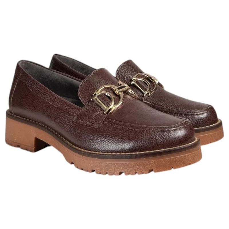 Zapatos Pitillos Mocasines Hebilla 11562 Marrón