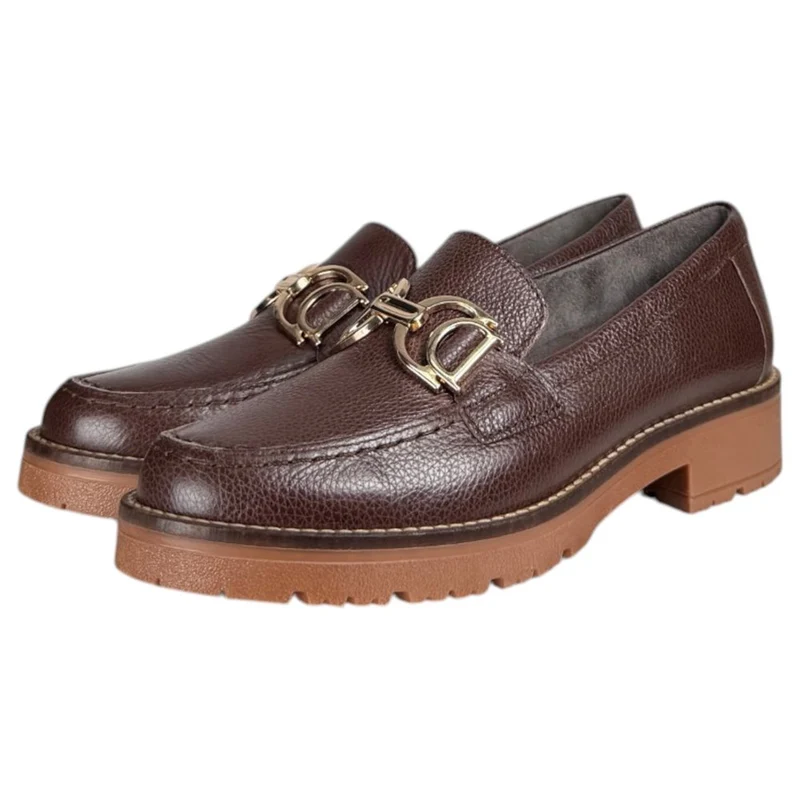Zapatos Pitillos Mocasines Hebilla 11562 Marrón