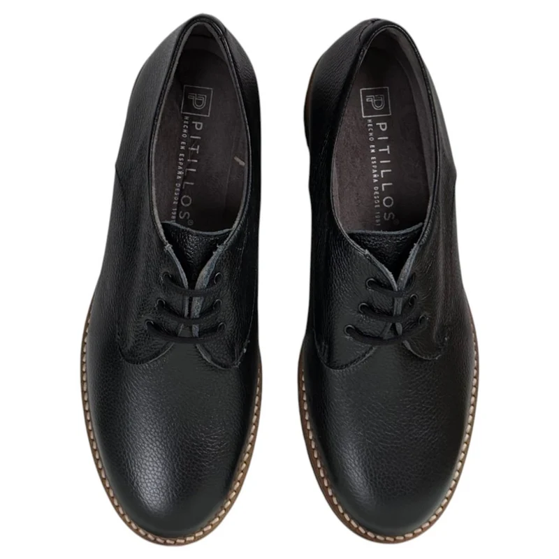 Zapatos Pitillos Blúcher Piel Grabada 11561 Negro