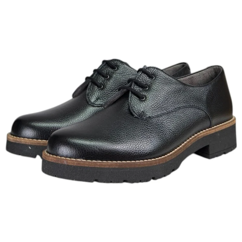 Zapatos Pitillos Blúcher Piel Grabada 11561 Negro