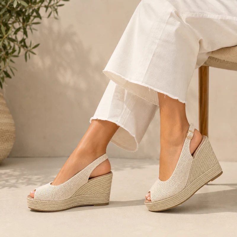 MUJER CUÑA DE ESPARTO GRETA BEIGE