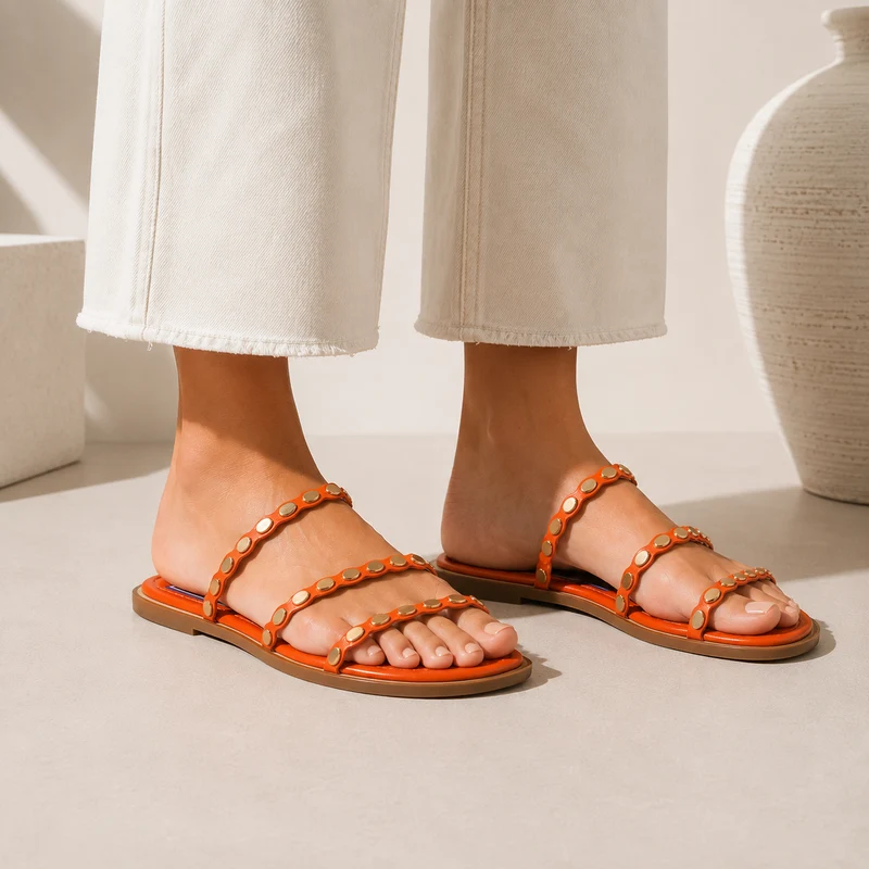 MUJER SANDALIA PLANA NOA NARANJA