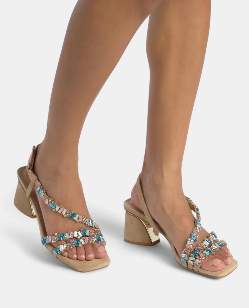 SANDALIA TACÓN TIRAS JOYA