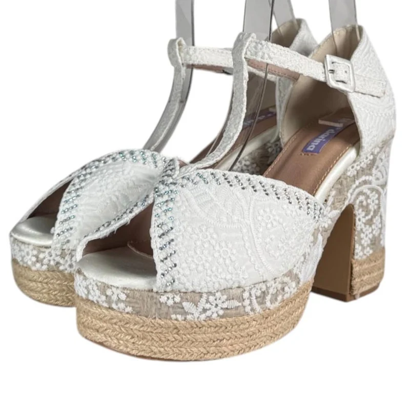 Sandalias de Novia Mandarina Perla Blanco