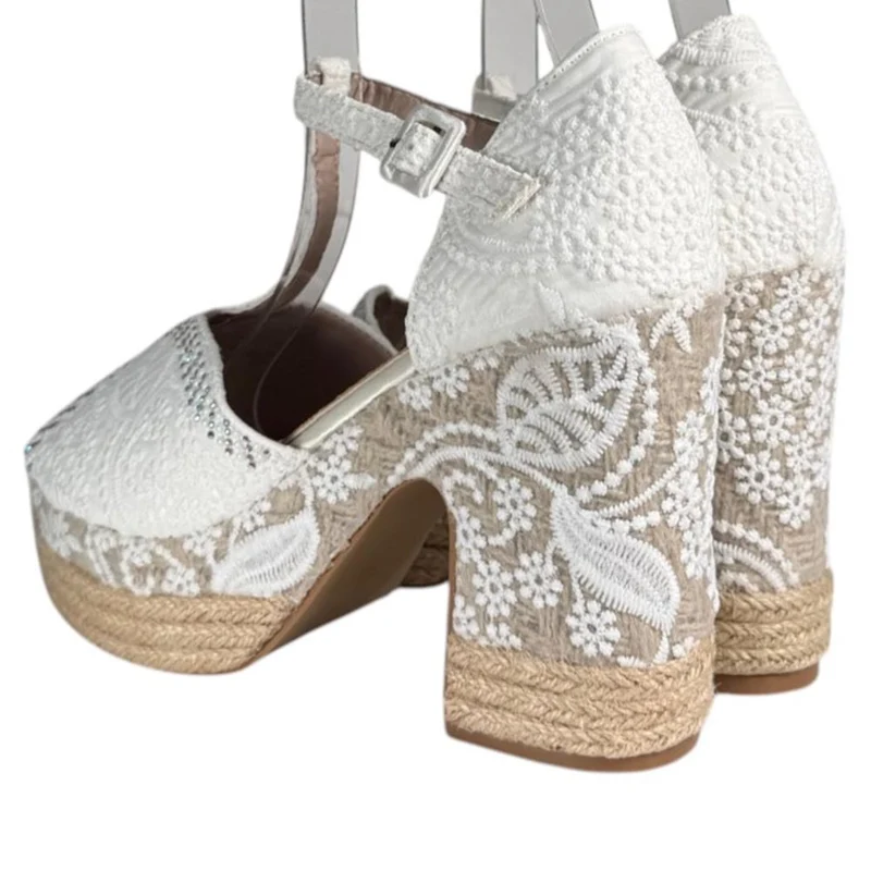 Sandalias de Novia Mandarina Perla Blanco