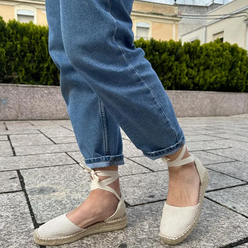 Alpargatas Corina Cintas Ganchillo M5422 Natural