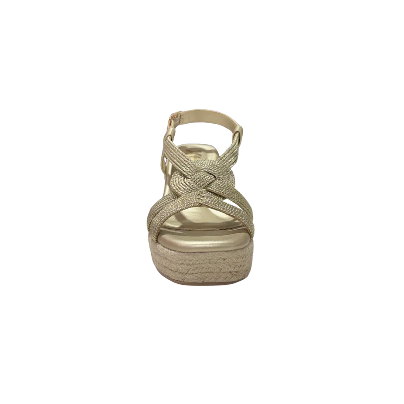 MUJER SANDALIA CUÑA AMAPOLA - TEX. ORO