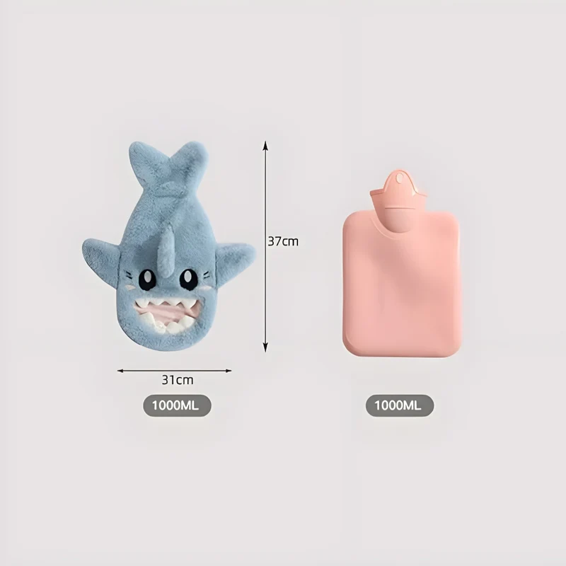 Miomu Bolsa para Agua Caliente para Aliviar Cólicos Menstruales, Tiburoncín