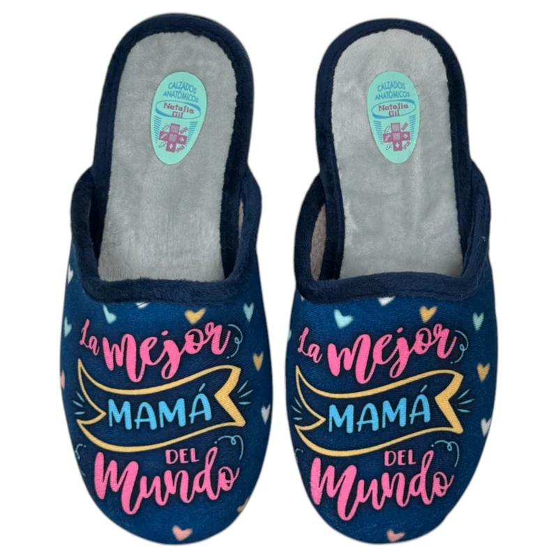 Zapatillas de Casa Natalia Gil La Mejor Mamá del Mundo 5002 Marino