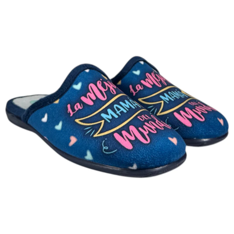 Zapatillas de Casa Natalia Gil La Mejor Mamá del Mundo 5002 Marino