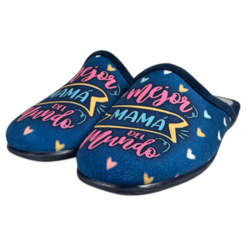 Zapatillas de Casa Natalia Gil La Mejor Mamá del Mundo 5002 Marino