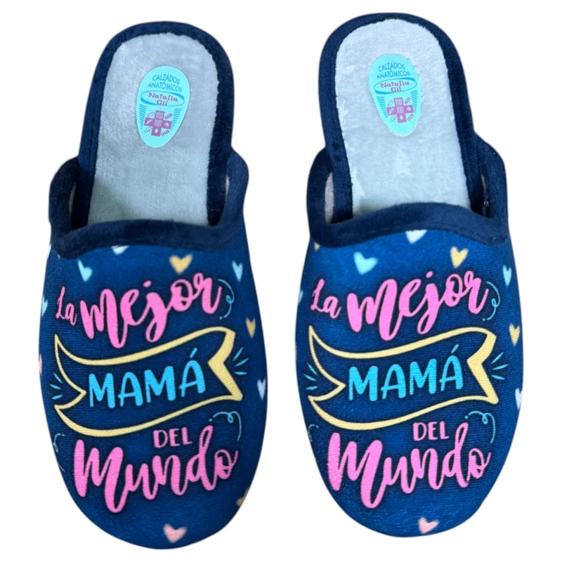 Zapatillas de Casa Natalia Gil La Mejor Mamá del Mundo 5002 Marino
