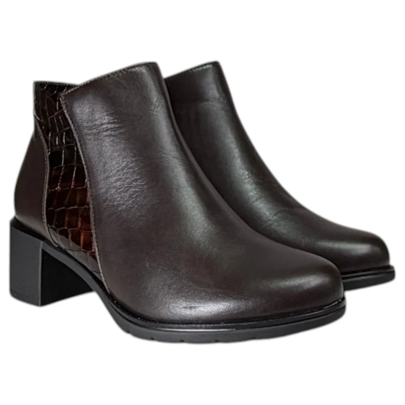 Botines Pitillos Tacón Coco 11624 Marrón