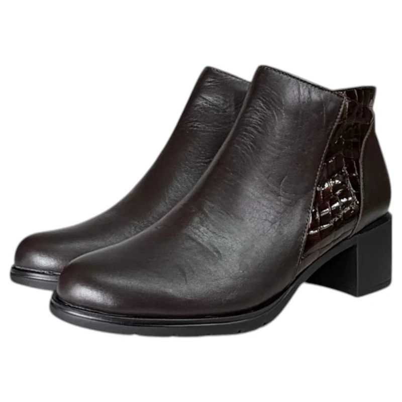 Botines Pitillos Tacón Coco 11624 Marrón