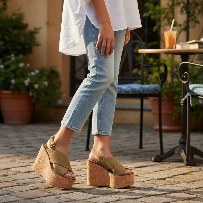 Sandalias Corina Cuña Corcho M6366 Camel