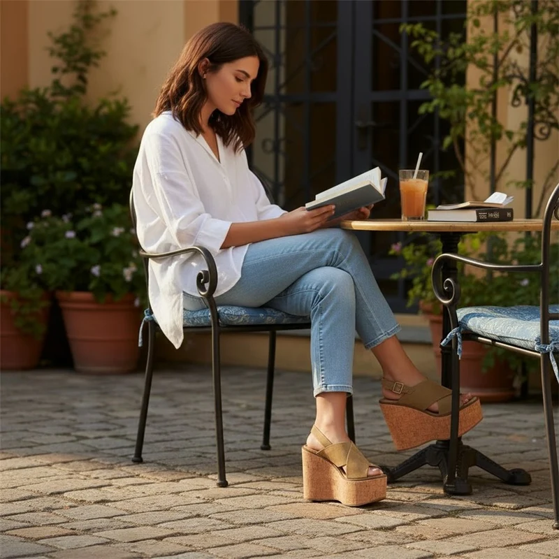 Sandalias Corina Cuña Corcho M6366 Camel