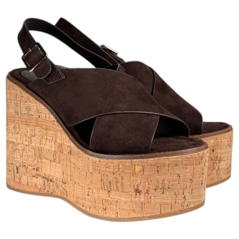 Sandalias Corina Cuña Corcho M6366 Café