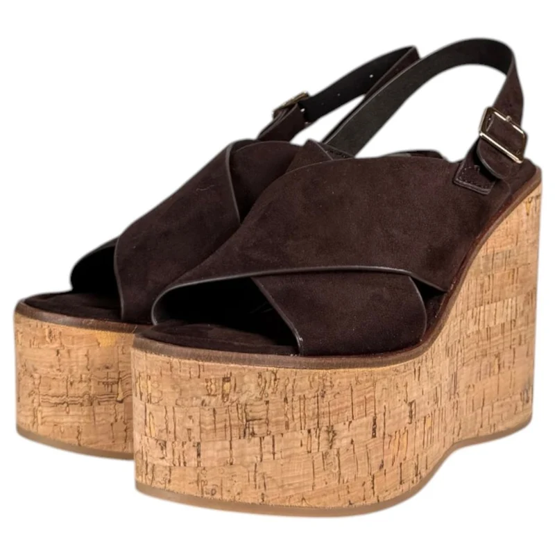 Sandalias Corina Cuña Corcho M6366 Café