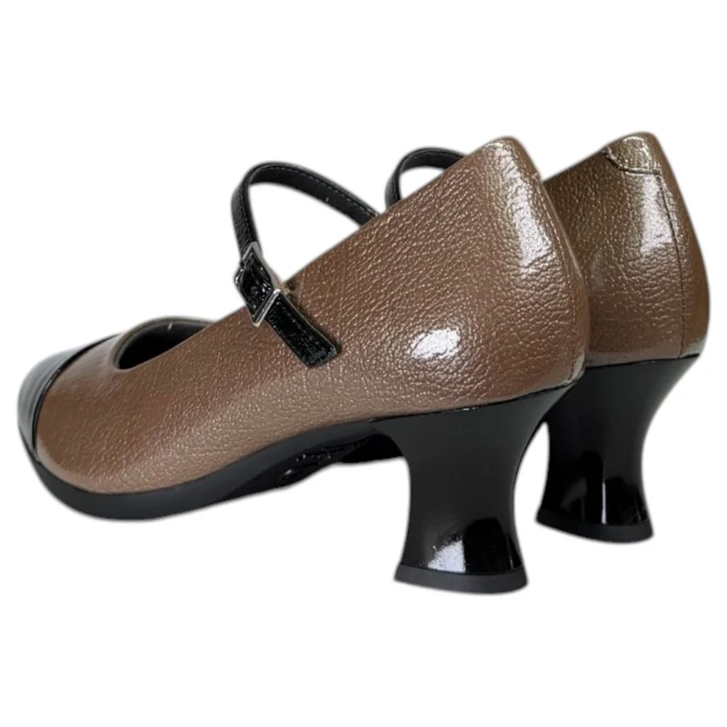 Zapatos Pitillos Mary Jane Tacón Puntera 11683 Negro Topo