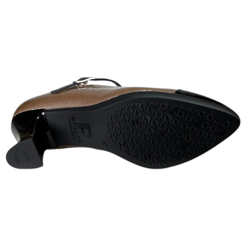 Zapatos Pitillos Mary Jane Tacón Puntera 11683 Negro Topo