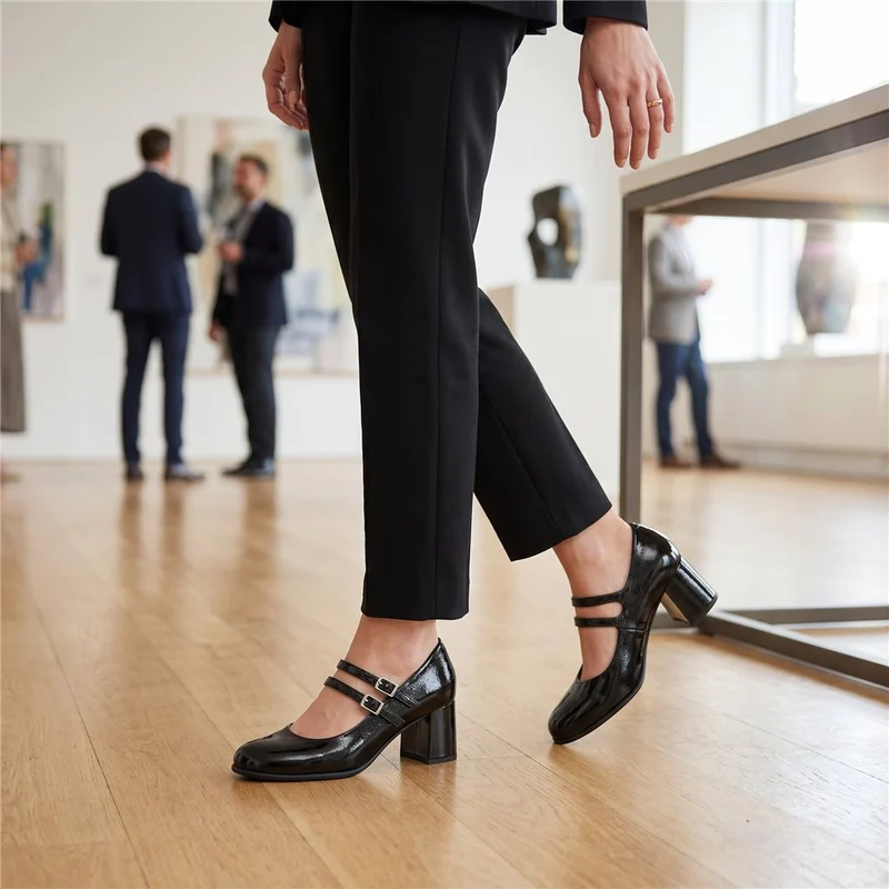 Zapatos Pitillos Mary Jane Tacón 11651 Negro