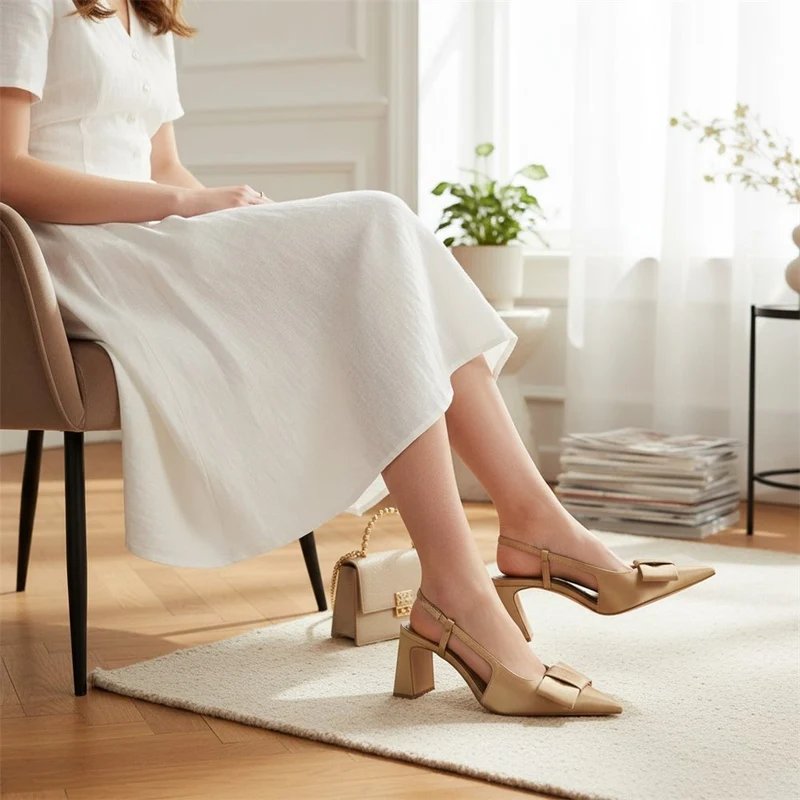 Zapatos Corina Salón Destalonado Lazo M6255 Camel