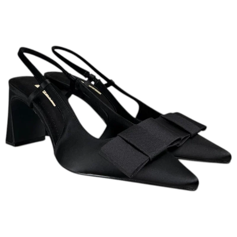 Zapatos Corina Salón Destalonado Lazo M6255 Negro